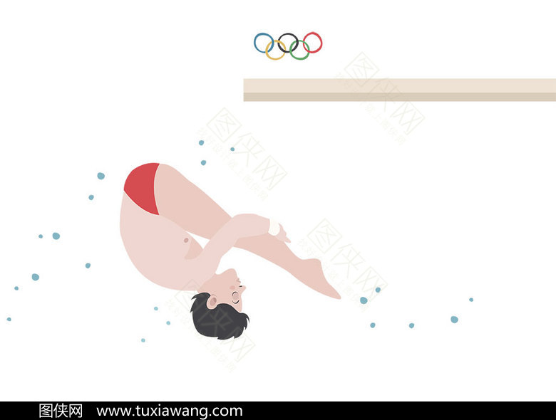 卡通跳水运动员